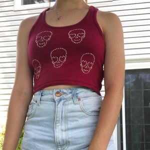 Cute skull crop tank top